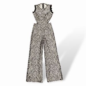 ALEXIS Black Lace & White Cut Out Jumpsuit |Size:M|